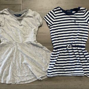 2 - Polo Ralph Lauren Girls Kids Gray and Navy Striped Dress Lot sz 4 4T
